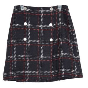 David N Women Size 8 Black  Wool Plaid Wrap Skirt